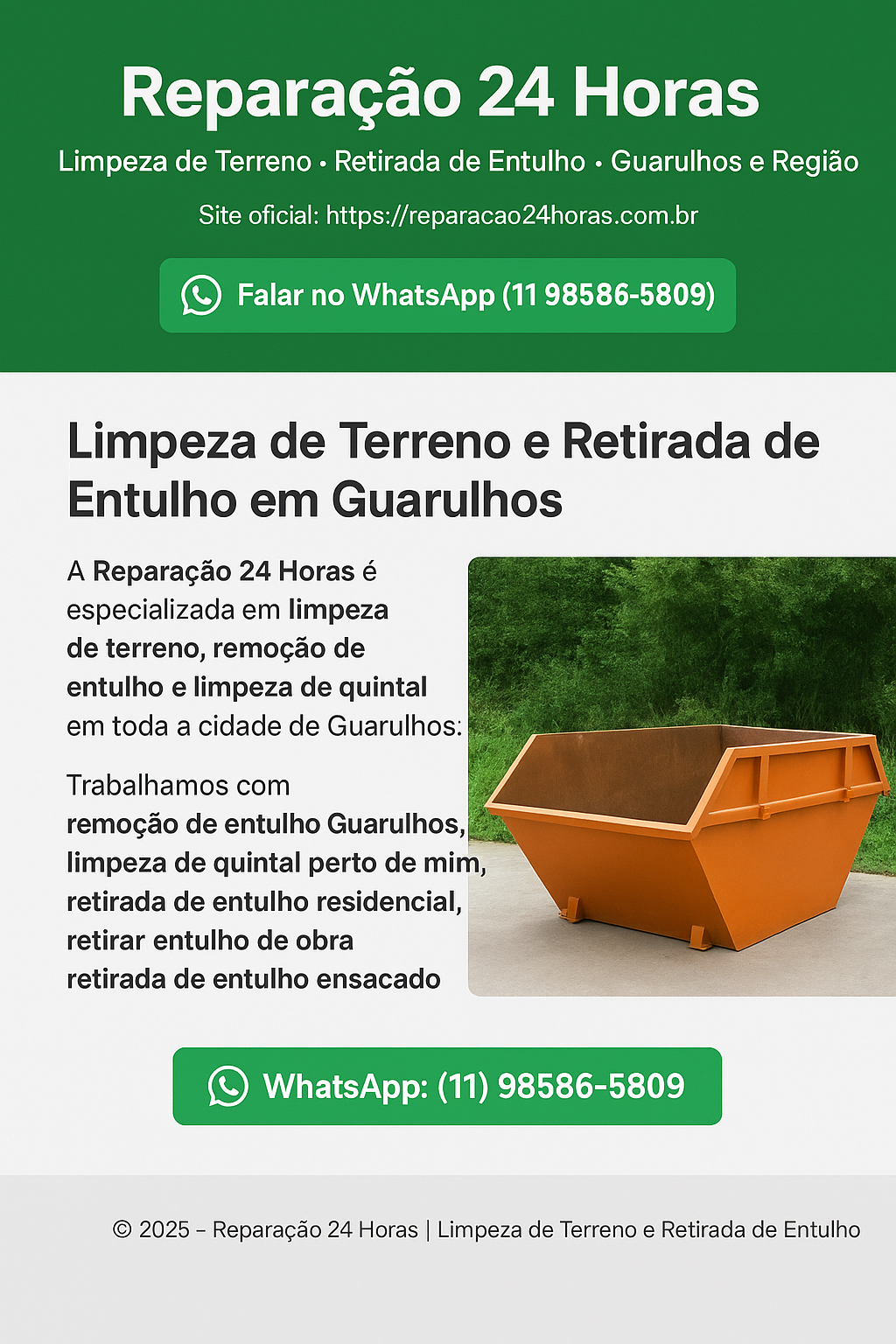Limpeza de Terreno e Retirada de Entulho em Guarulhos